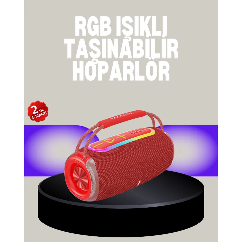 20W Kablosuz Bluetooth Hoparlör RGB Işık Efektli USB/SD/AUX Destekli