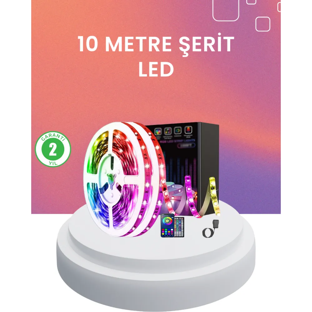 10 Metre Telefon Kontrollü Smart Şerit Led USB RGB Kumandalı
