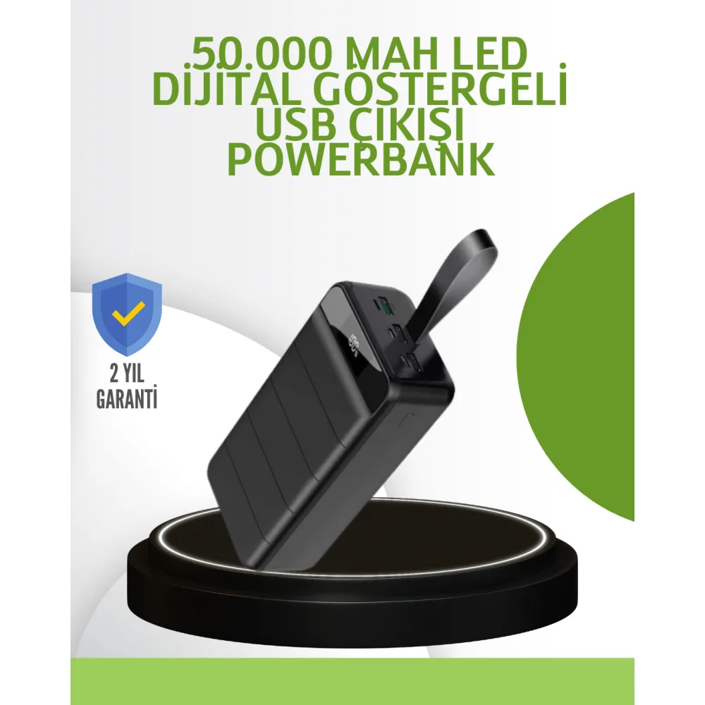 Ultra Güçlü 50.000 mAh Powerbank – LED Ekranlı, Çoklu Bağlantı Seçenekli, Akıllı Koruma Sistemli Şarj Ünitesi