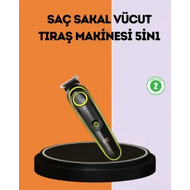 Led Ekranlı Şarjlı Saç Ve Sakal Kesme Makinesi Erkek Bakım Cihazı Çok Başlıklı Set