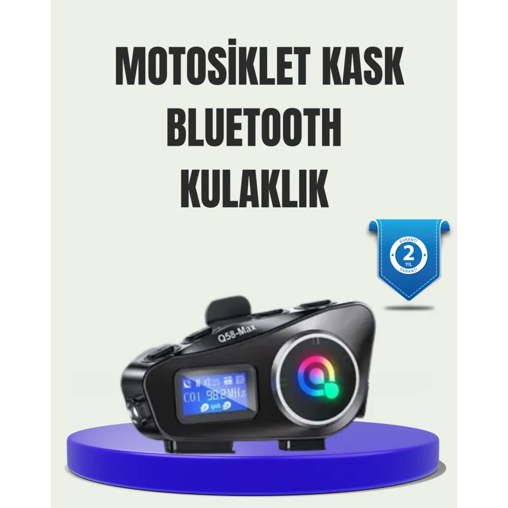 IP65 Suya Dayanıklı Kask Bluetooth Kulaklık LCD Ekranlı