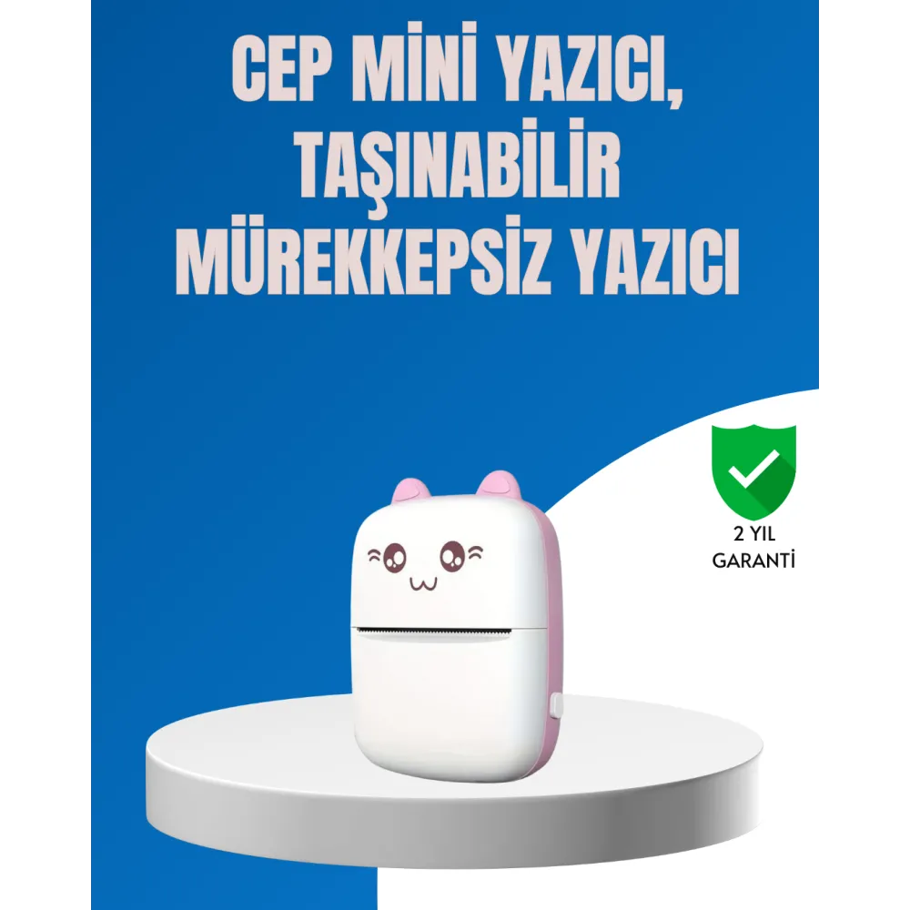 Mini Bluetooth Termal Yazıcı 1200Mah Şarjlı Taşınabilir