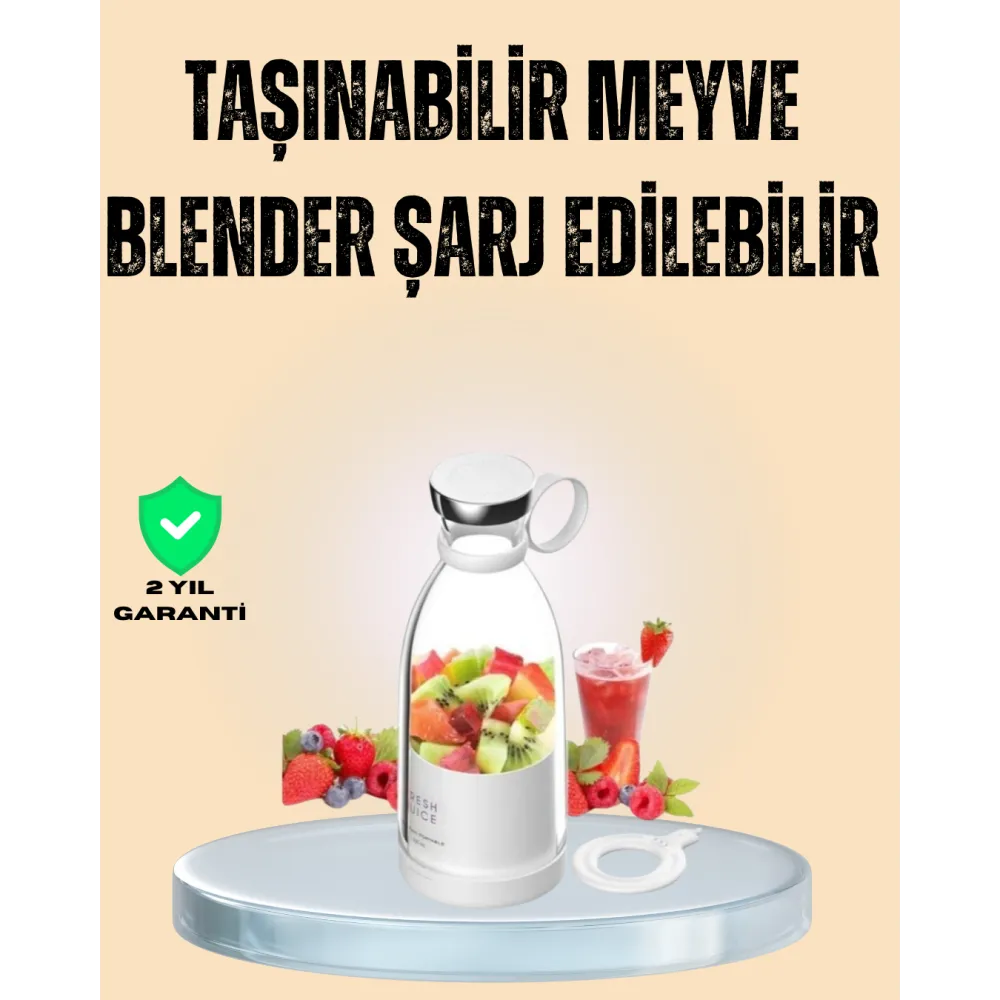 1200mAh Şarjlı, Hafif ve Pratik Taşınabilir Blender