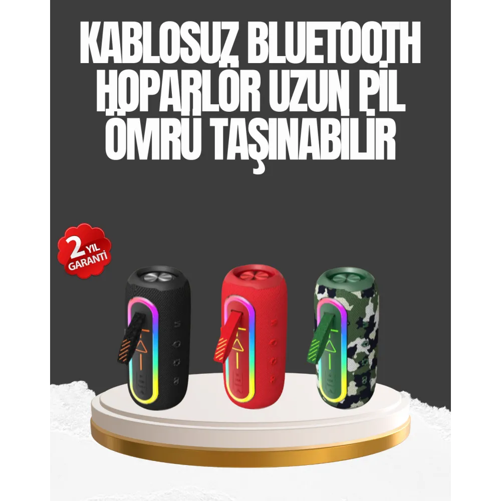 Taşınabilir Şarjlı Bluetooth Hoparlör Güçlü Bas