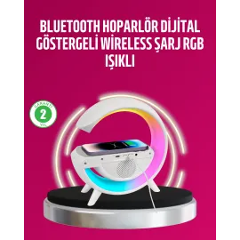 Kablosuz Şarjlı LED Masa Lambası Çalar Saat ve Beyaz Gürültü Özellikli