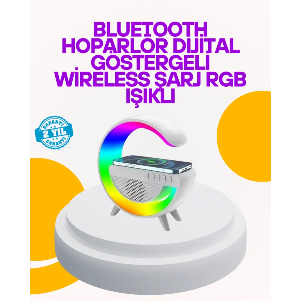 Renkli Işıklı 15W Kablosuz Şarjlı Masa Lambası