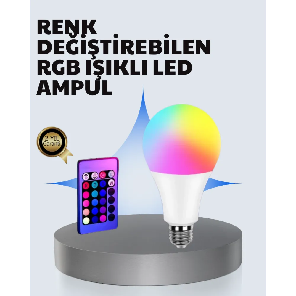 A Kalite 2025 RGB LED Ampul Uzaktan Kumandalı 16 Renkli Lamba