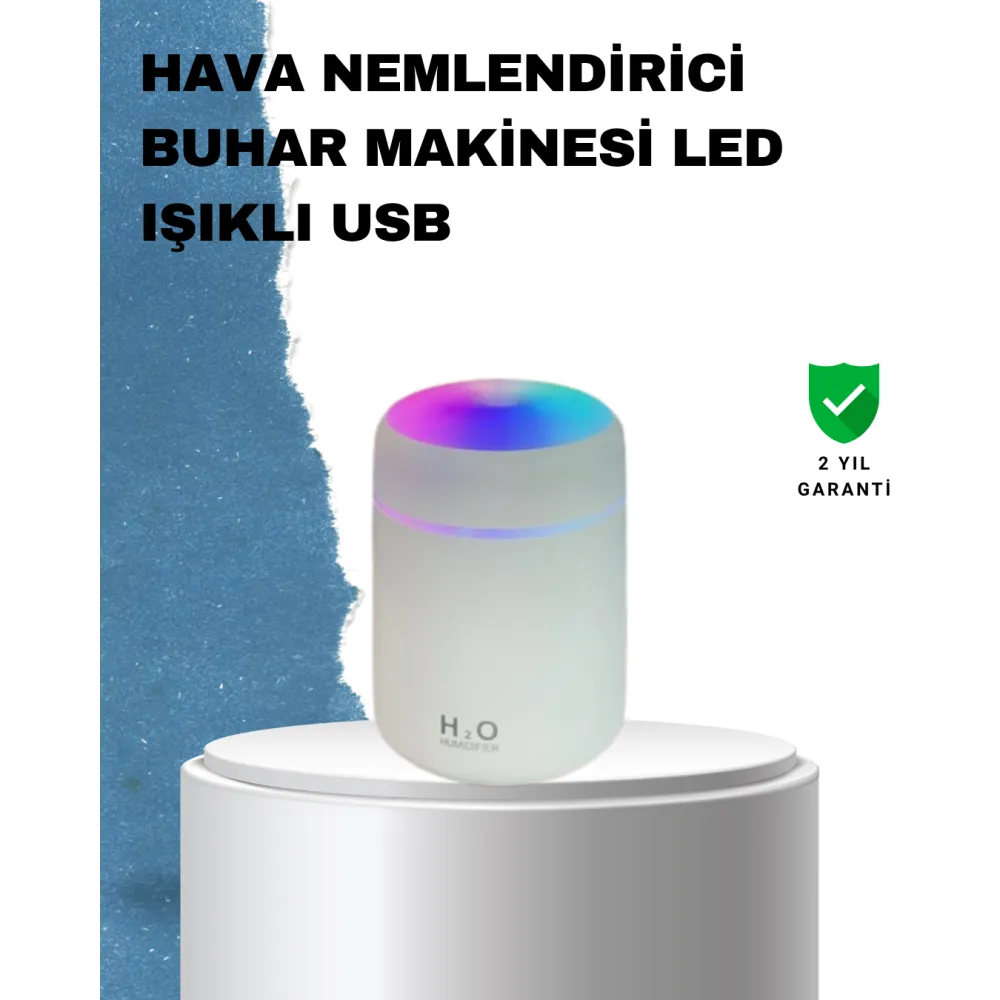 Abs Gövdeli 300Ml Usb Nemlendirici – Beyaz, Gri, Pembe Renk