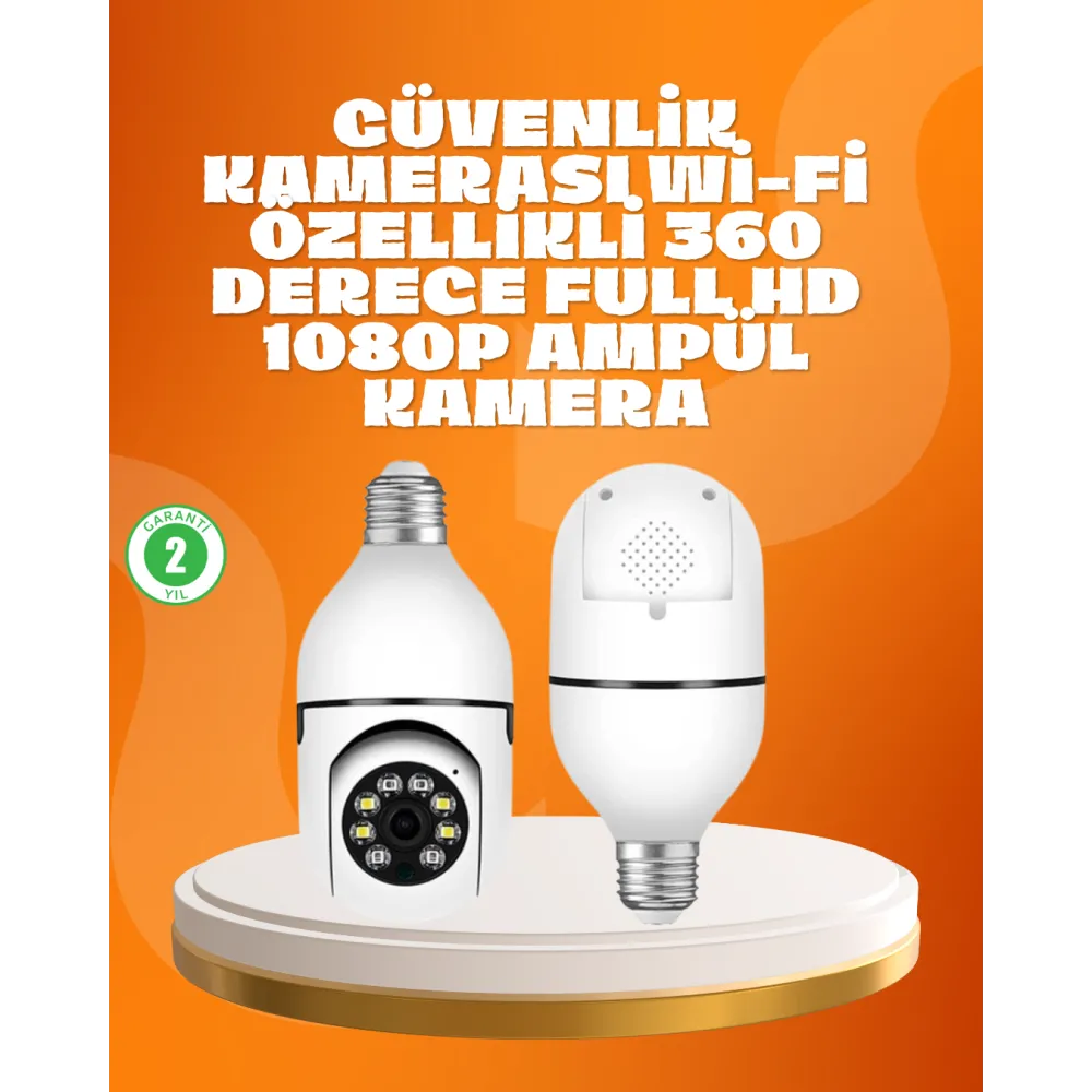 Tam Karanlıkta Görüntüleme Sağlayan 1080P Ampul Güvenlik Kamerası