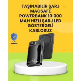 Manyetik ve Hızlı Kablosuz Şarj Güç Bankası Powerbank