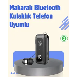 Bluetooth 5.2 Kablolu Makaralı Kulaklık | Dijital Ekran ve Titreşimli Bildirim