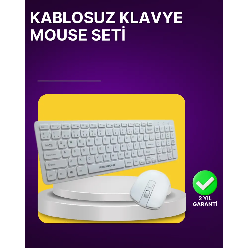 Kablosuz Klavye ve Mouse Seti - Ergonomik Tasarım, Sessiz Kullanım, Geniş Uyumluluk
