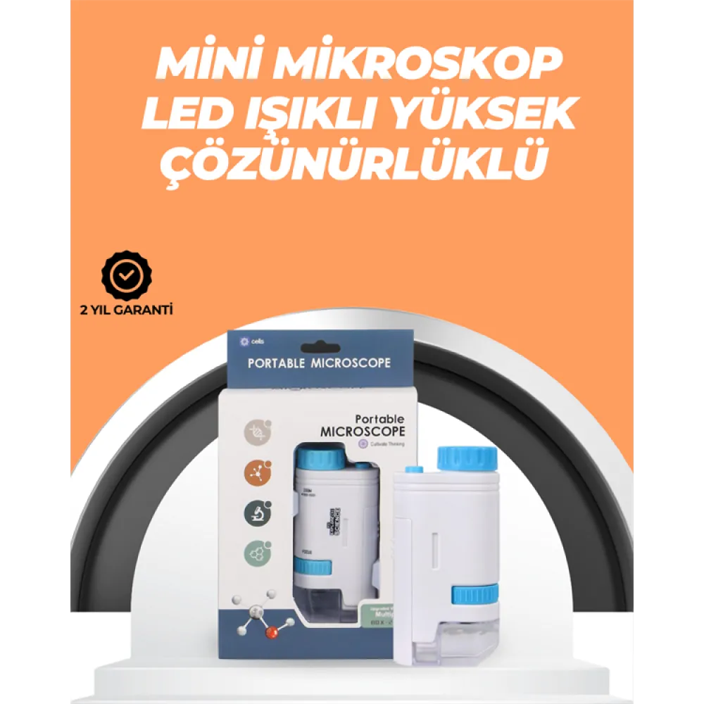 Portatif El Mikroskop – LED Işıklı, Aynı Anda Net Odaklama