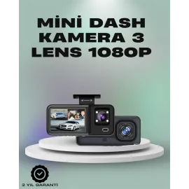 3 Kanallı Araç Kamerası – Full HD 1080P Kayıt, 2” Ekran, Park Gözetimi Desteği
