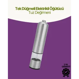 Elektrikli Baharat Öğütücü Pilli Paslanmaz Çelik Otomatik Tuz Karabiber Değirmeni