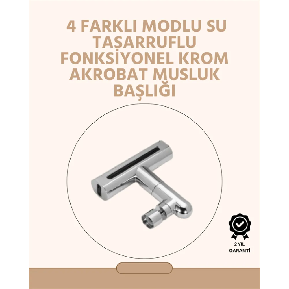 360° Dönüşlü Su Akışı Başlığı | 4'ü 1 Arada Kullanım