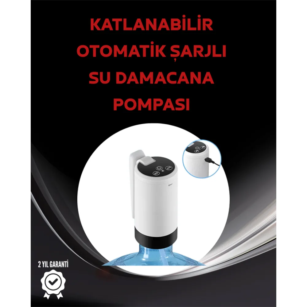Damacana Üstü Akıllı Su Pompası | 3 Damacana Kullanım | 4W Güç | Micro USB Şarjlı | Katlanabilir & Taşınabilir