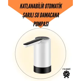 Şarjlı Su Pompası 8000mAh | Cam Damacana Uyumlu | Tek Tuşla Kontrol | USB Şarjlı Otomatik Dolum