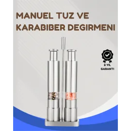 Paslanmaz Çelik Tuz ve Kararbiber Öğütücü - Şeffaf Akrilik Hazne