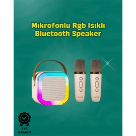 İki Mikrofonlu Renkli LED Işıklı Karaoke Cihazı