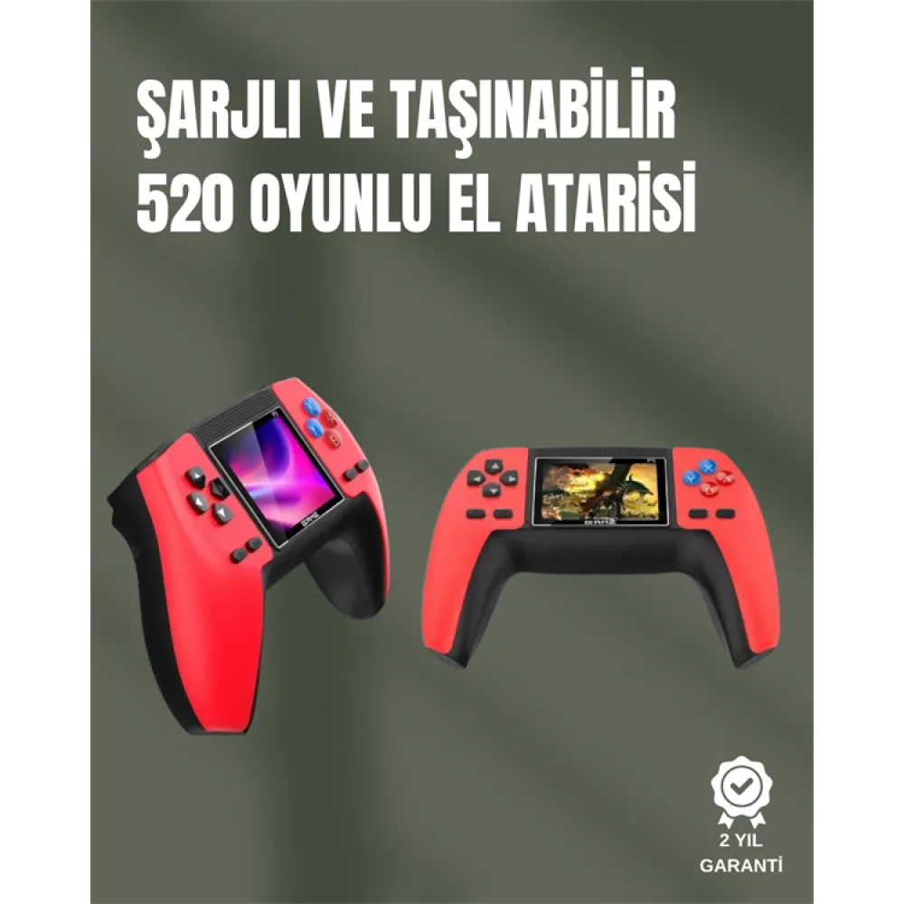 P5 GamePad Retro Konsol – Nostaljik Oyun Deneyimi, 520 Klasik Oyun Seçeneği