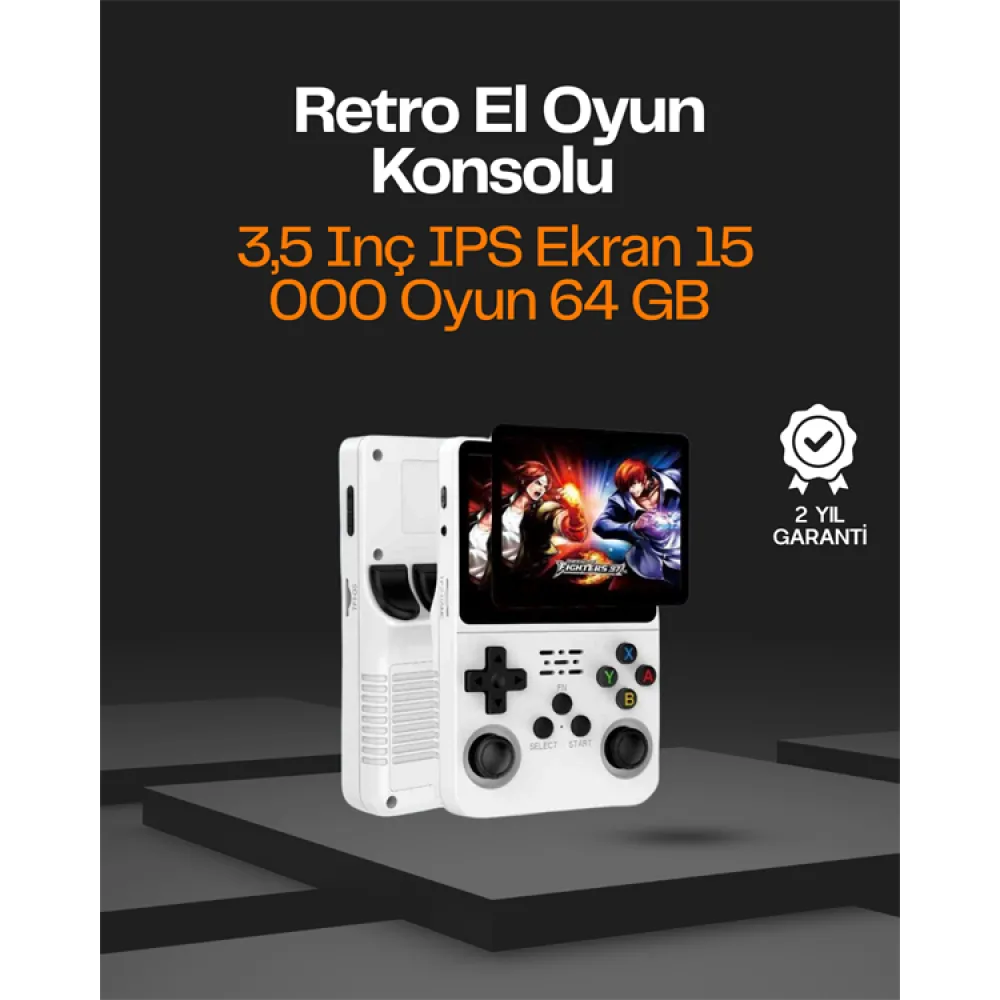 R36S Taşınabilir Retro Oyun Konsolu – 15.000 Oyun, 64 GB Depolama, IPS Ekran