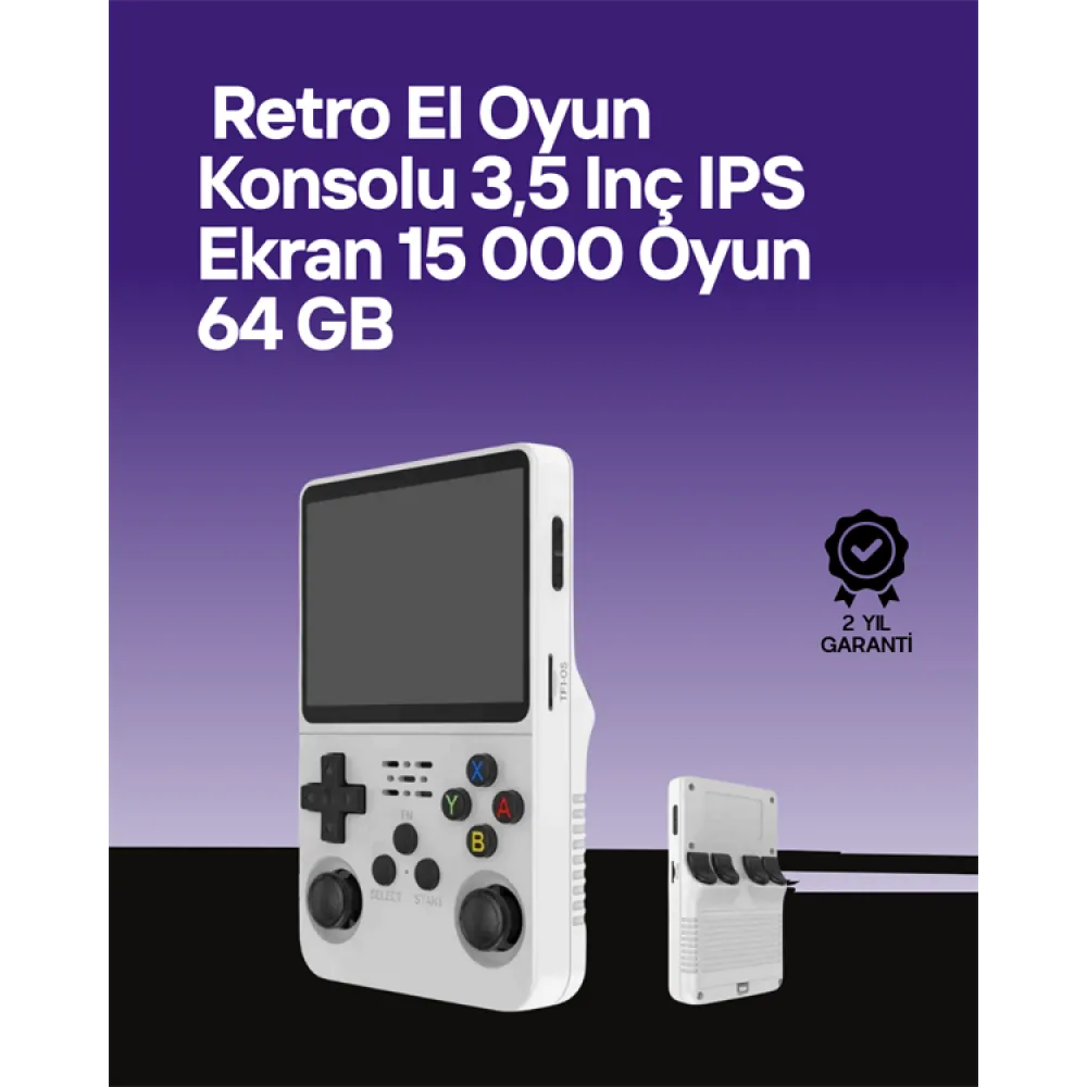 R36S 64 GB Retro Oyun Konsolu – Çoklu Emülatör Desteği, Linux Tabanlı Açık Sistem