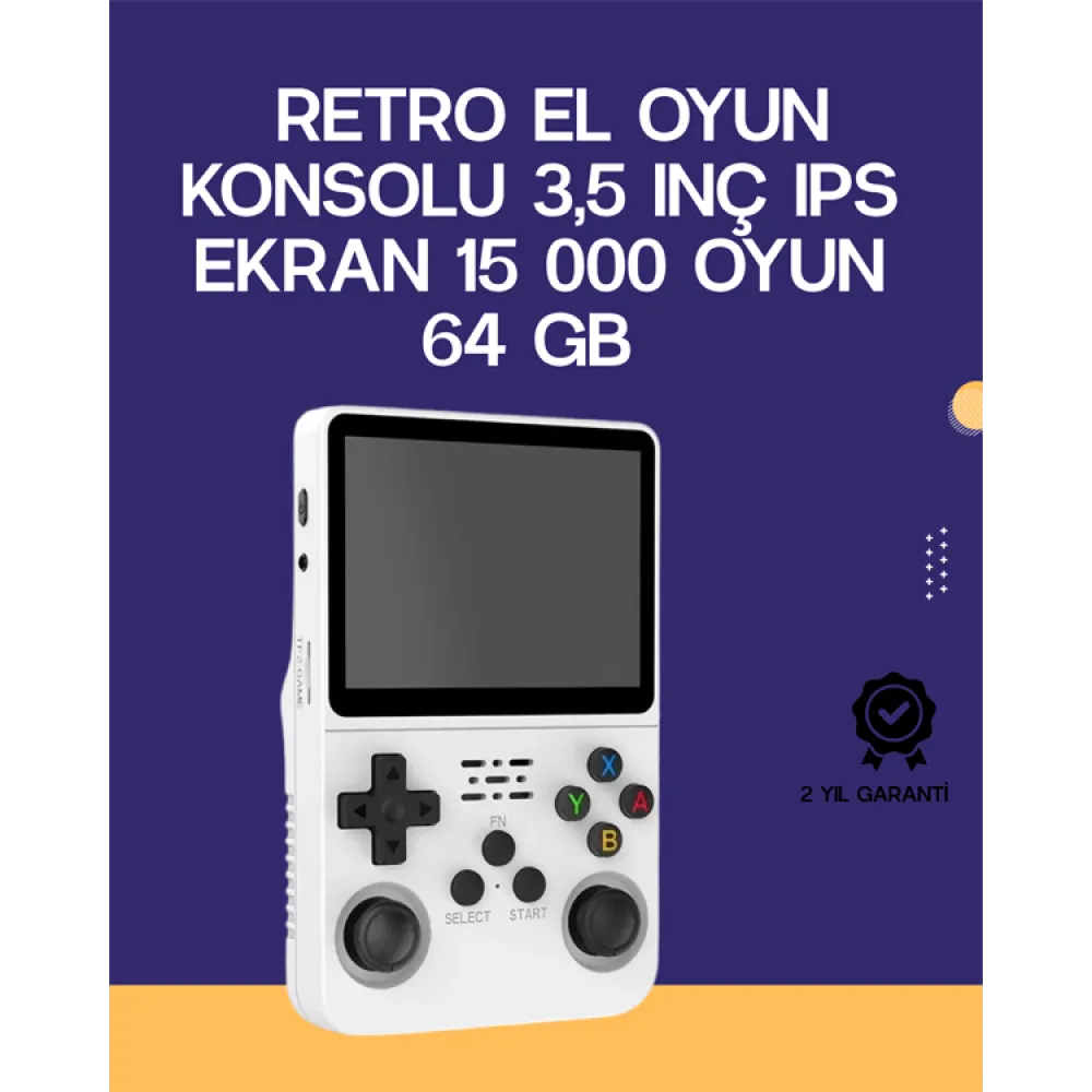 R36S Retro El Konsolu 64 GB – 15.000 Oyun, Geniş Platform Desteği, 3.5” IPS Ekran