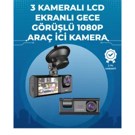 Gece Görüşlü 3'lü Araç Kamerası – Geri Görüş Destekli, 170° Geniş Açı