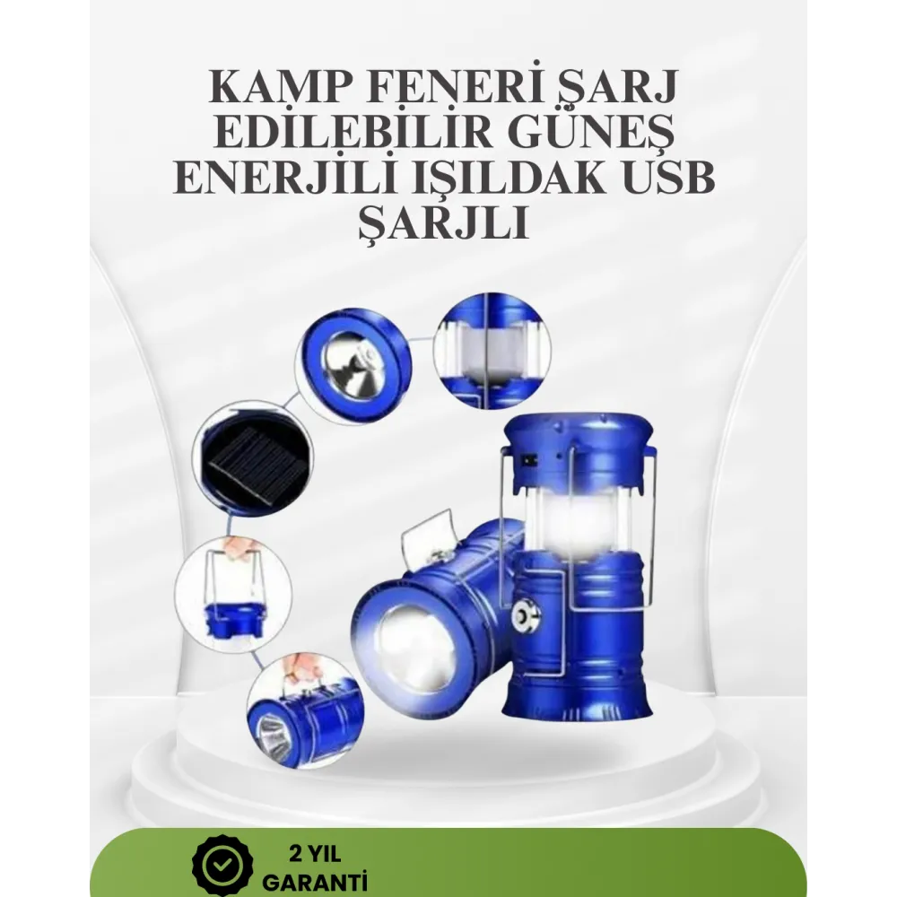 Güneş Enerjili Katlanabilir Kızaklı Kamp Feneri – USB Şarjlı, Çok Yönlü ve Dayanıklı Tasarım