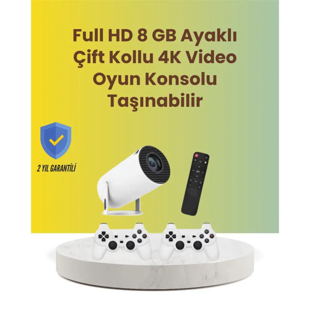 Tçift Kollu Tasarımlı Kablosuz Projeksiyon – 4K, 10.000 Oyun Ve Smart App Desteği