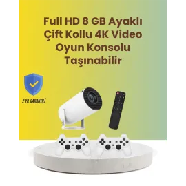 Tçift Kollu Tasarımlı Kablosuz Projeksiyon – 4K, 10.000 Oyun Ve Smart App Desteği