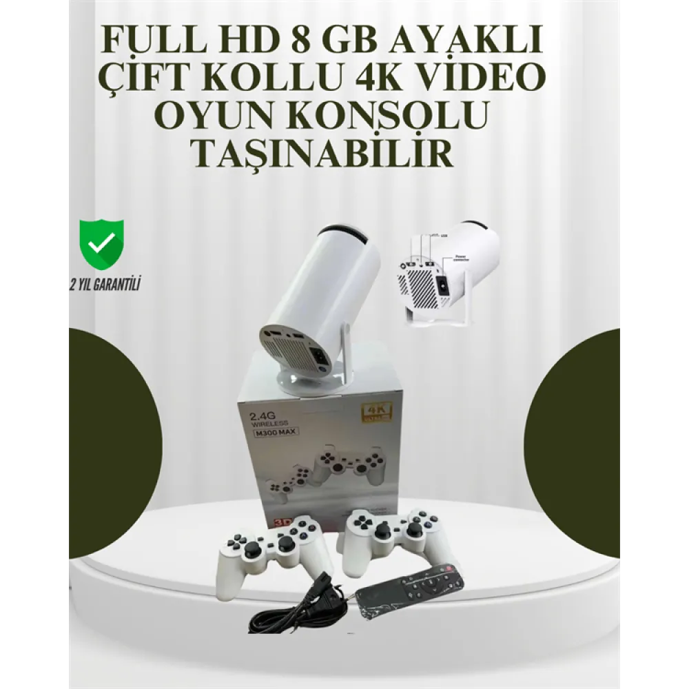 Portatif 4K Projeksiyon – 4.000 Uygulama, Kablosuz Yansıtma ve Bluetooth 5.0