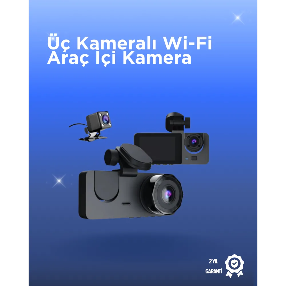 Gelişmiş G-Sensörlü Üçlü Araç Kamerası – 5” Lcd Ekran Ve Hareket Algılama