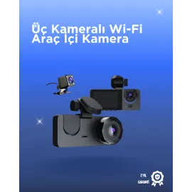 Gelişmiş G-Sensörlü Üçlü Araç Kamerası – 5” Lcd Ekran Ve Hareket Algılama