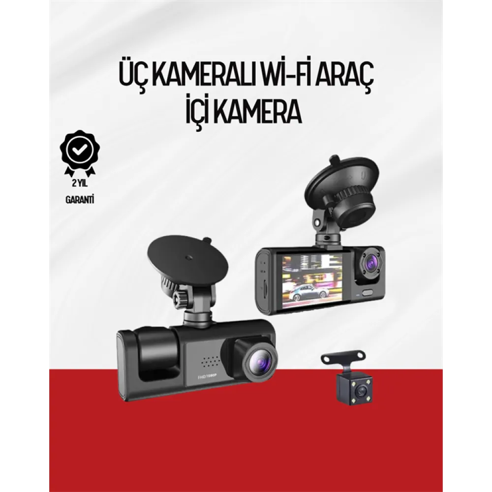 170° Geniş Açı Ön-Arka-İç Kamera Seti – Tam Kapsamlı Araç Güvenliği