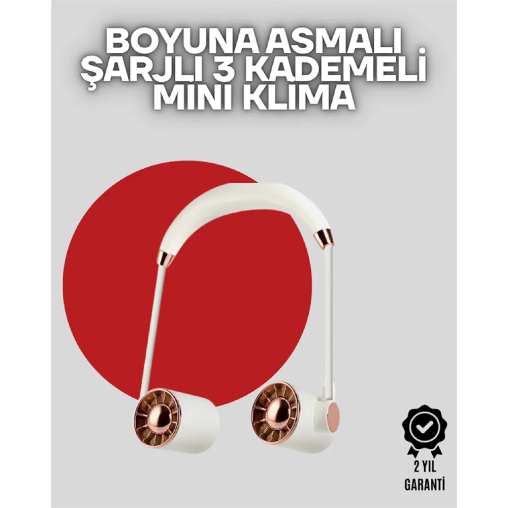 Boyuna Asılan Taşınabilir Küçük Fan | Turbo Motor, 5 Kanat, Katlanabilir Gövde