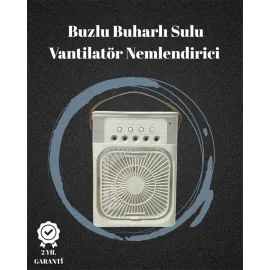 USB Bağlantılı 3'ü 1 Arada Nemlendirici Mini Klima Fan | 7 Renk Işıklı