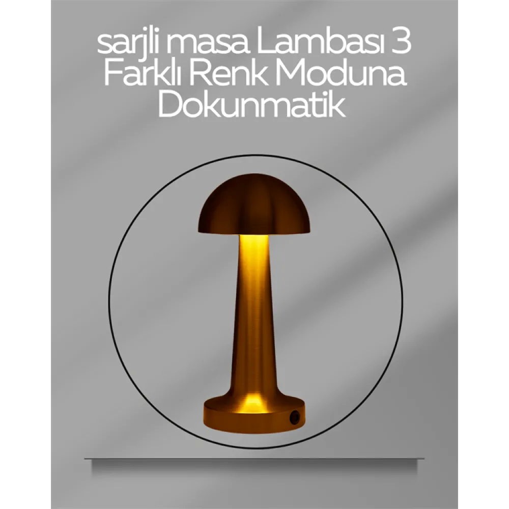 USB Şarjlı Dokunmatik LED Masa Lambası – 3 Renk Modu & Dimmer