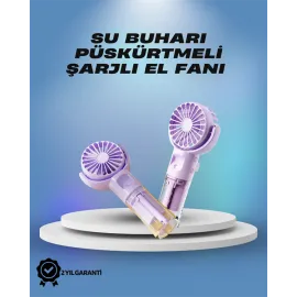 Su Sisi Püskürtmeli Taşınabilir El Fanı – Çocuk ve Öğrencilere Uygun, Kamp ve Seyahat İçin