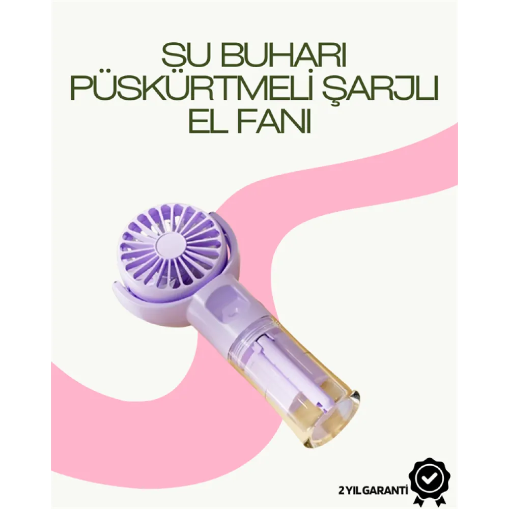 Dönen Su Sisli El Fanı – 4 Kademeli Rüzgar, Şeffaf Su Haznesi, Sessiz Çalışma