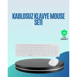 Q Klavye Beyaz Klavye Ve Mouse Seti Kablosuz USB Girişli