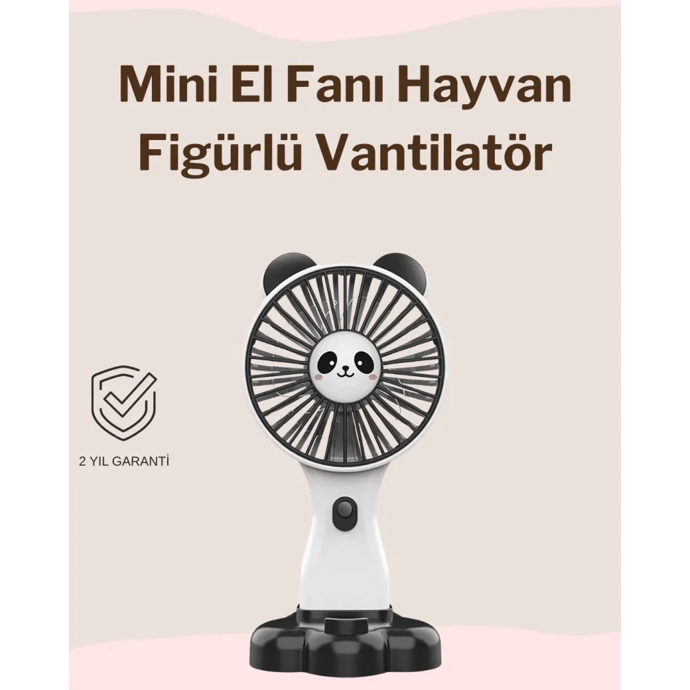 Mini Fan Hayvan Figürlü – Şarj Edilebilir Taşınabilir El Vantilatörü