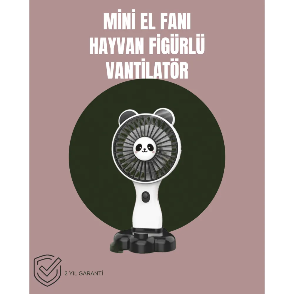 Hayvan Figürlü Mini El Fanı – USB Şarjlı Sessiz Vantilatör