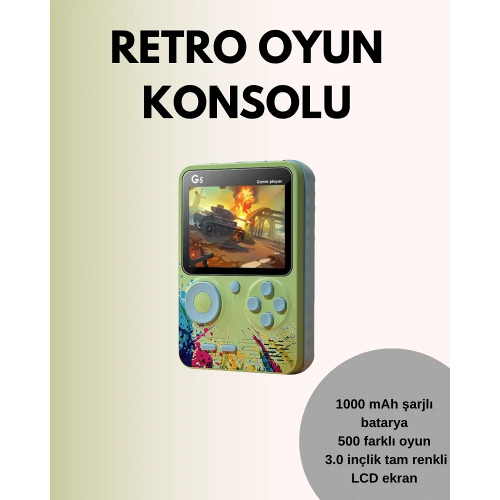 Tv Bağlantılı 500 Oyunlu Mini Gameboy Konsol