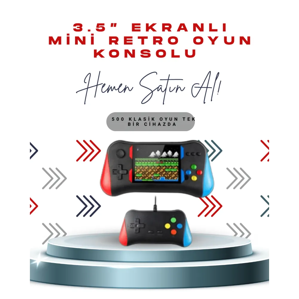 X7M Vintage 3.5 İnç 500’ü 1 Arada Klasik Oyun Konsolu