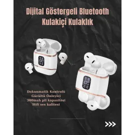Dijital Göstergeli Bluetooth Kulakiçi Kulaklık – 4’lü Paket, Gürültü Engellemeli
