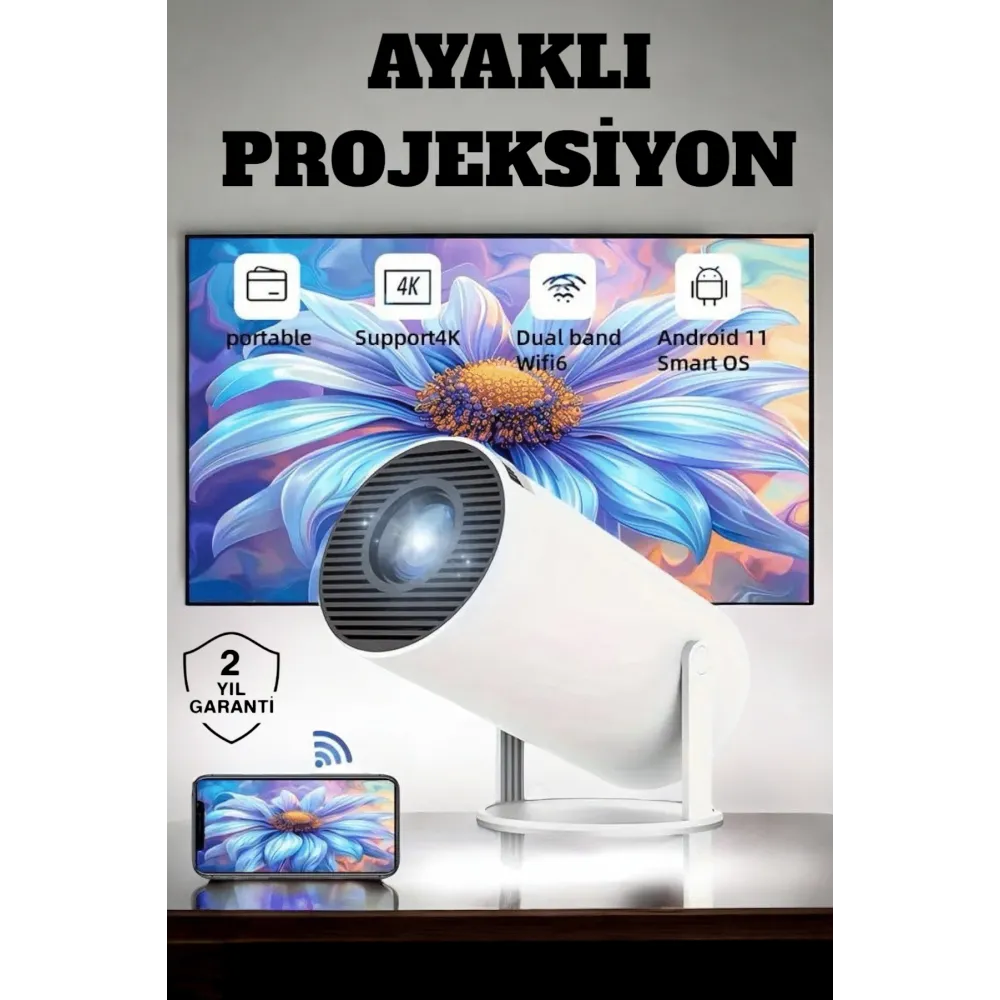130 İnç Geniş Ekran ve 4K Destekli Full HD Projeksiyon Cihazı