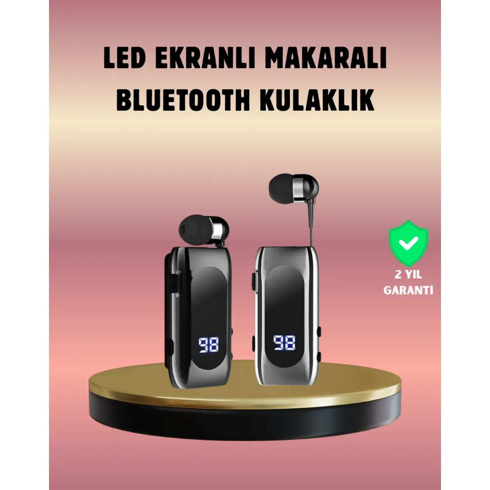 Dijital Göstergeli Bluetooth Kulaklık – Klipsli ve Şık Tasarım