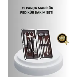 Profesyonel Tırnak Bakım Seti Çelik Aletli Şık Deri Çantalı